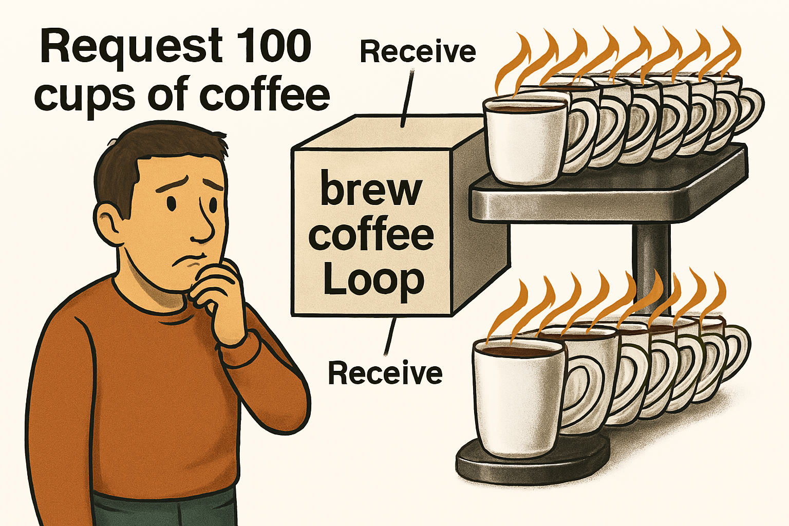 Illustration of a repeat machine representing programming loops