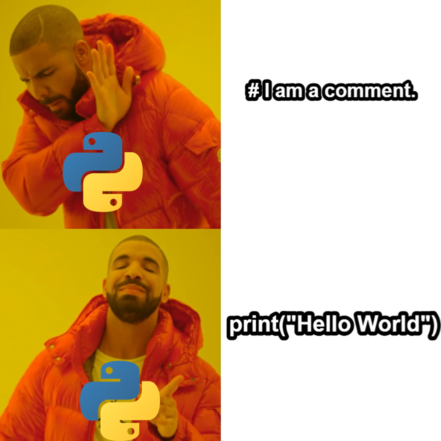 Diagram illustrating how to write single-line comments in Python using the hash symbol